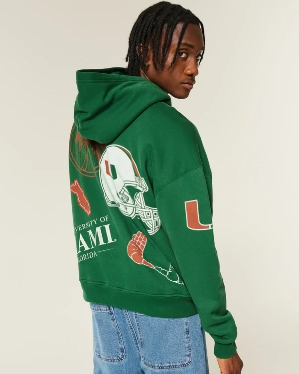 Φούτερ με κουκούλα και σχέδιο Boxy University of Miami Hurricanes Φούτερ με κουκούλα και σχέδιο Boxy University of Miami Hurricanes