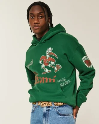 Φούτερ με κουκούλα και σχέδιο Boxy University of Miami Hurricanes