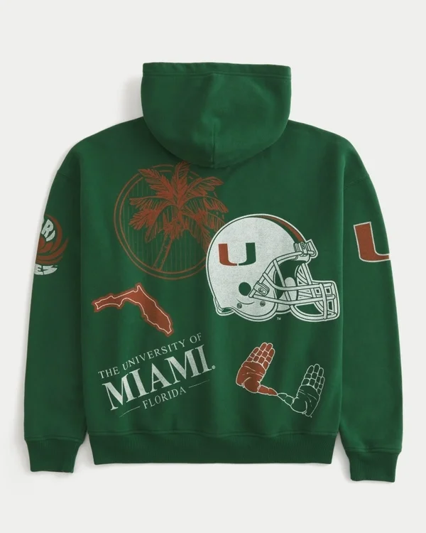 Φούτερ με κουκούλα και σχέδιο Boxy University of Miami Hurricanes Φούτερ με κουκούλα και σχέδιο Boxy University of Miami Hurricanes