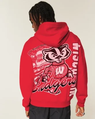 Φούτερ με κουκούλα και σχέδιο της University of Wisconsin Badgers