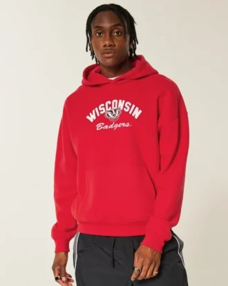 Φούτερ με κουκούλα και σχέδιο της University of Wisconsin Badgers