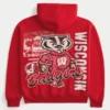 Φούτερ με κουκούλα και σχέδιο της University of Wisconsin Badgers