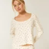 Gilly Hicks Always Cozy Waffle Μακρυμάνικη μπλούζα με στρογγυλή λαιμόκοψη