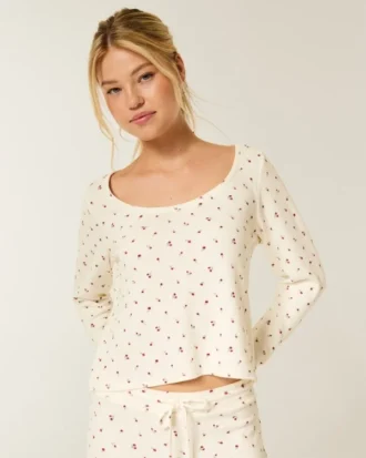 Gilly Hicks Always Cozy Waffle Μακρυμάνικη μπλούζα με στρογγυλή λαιμόκοψη