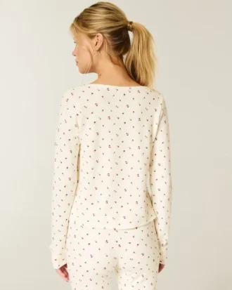 Gilly Hicks Always Cozy Waffle Μακρυμάνικη μπλούζα με στρογγυλή λαιμόκοψη