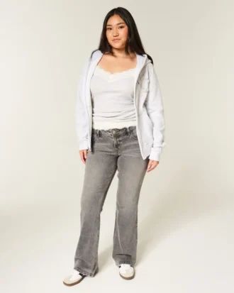 Γκρι τζιν με χαμηλή μέση και bootcut