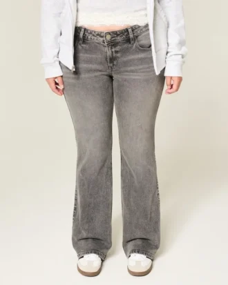 Γκρι τζιν με χαμηλή μέση και bootcut