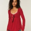 Holiday Vault Release Easy Satin Tie-Front Knit Babydoll Top Holiday Vault Release Easy Satin Tie-Front Knit Babydoll Top