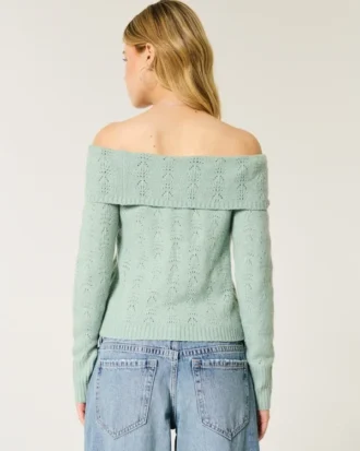 Hollister Άνετο πουλόβερ με πλέξη Cloud Stitchy και ανοιχτούς ώμους