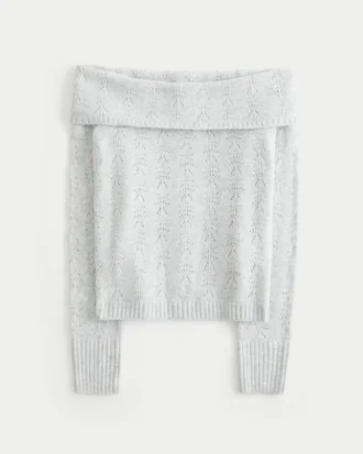 Hollister Άνετο πουλόβερ με πλέξη Cloud Stitchy και ανοιχτούς ώμους
