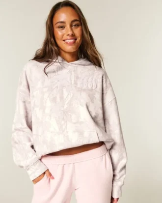 Hollister Feel Good Oversized Logo Graphic Camo Hoodie