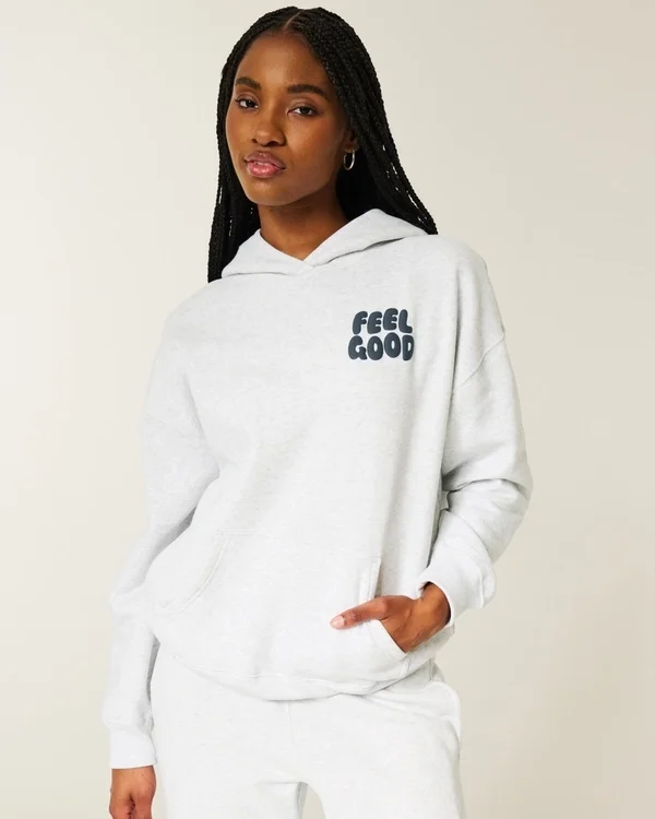 Hollister Feel Good Oversized Logo Graphic Hoodie Hollister Feel Good Oversized Logo Graphic Hoodie