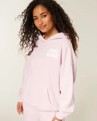Hollister Feel Good Oversized Logo Graphic Hoodie