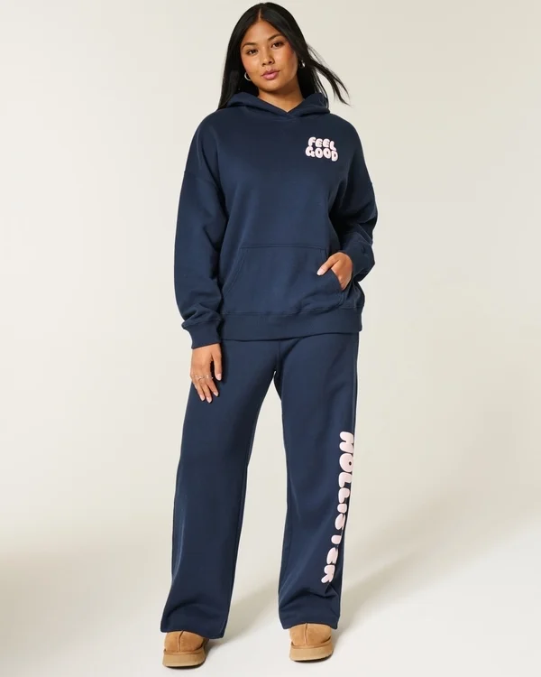 Hollister Feel Good Oversized Logo Graphic Hoodie Hollister Feel Good Oversized Logo Graphic Hoodie