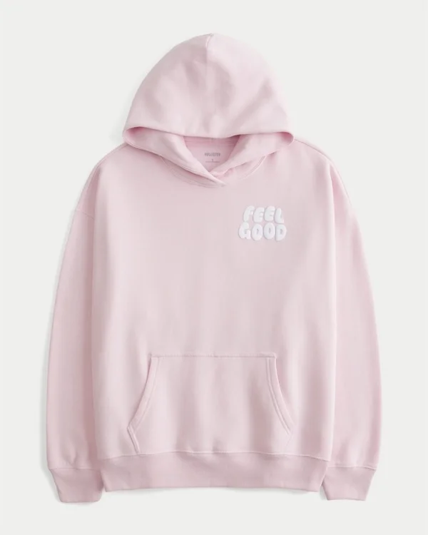 Hollister Feel Good Oversized Logo Graphic Hoodie Hollister Feel Good Oversized Logo Graphic Hoodie