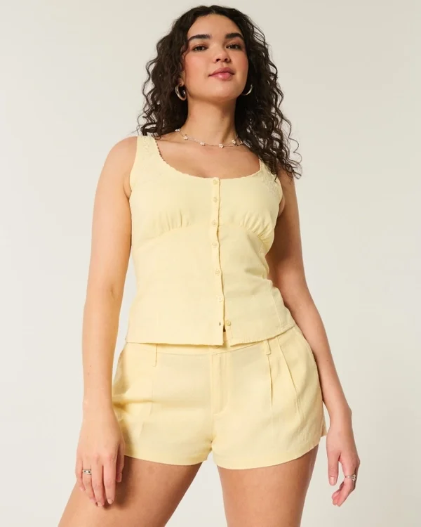 Hollister Livvy Σορτς χαμηλής μέσης από μείγμα λινού