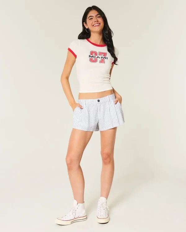 Hollister Livvy Σορτς χαμηλής μέσης από μείγμα λινού Hollister Livvy Σορτς χαμηλής μέσης από μείγμα λινού