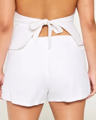 Hollister Livvy Σορτς χαμηλής μέσης από μείγμα λινού 3″