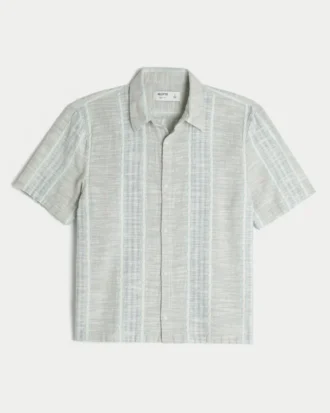 Κουμπωτό πουκάμισο με κοντό μανίκι και υφή ριγέ