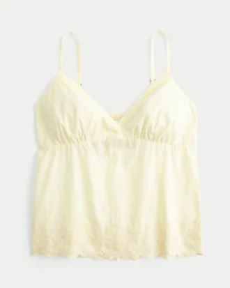 Λαμπερό κεντημένο babydoll top