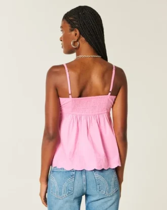 Λαμπερό κεντημένο babydoll top