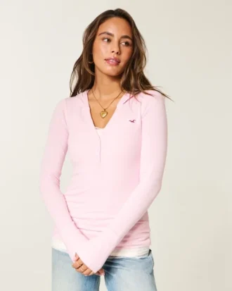 Μακρυμάνικο Henley με κουκούλα