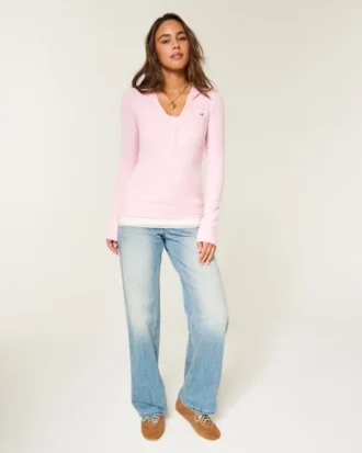 Μακρυμάνικο Henley με κουκούλα