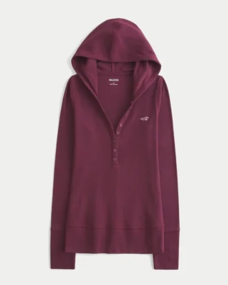 Μακρυμάνικο Henley με κουκούλα