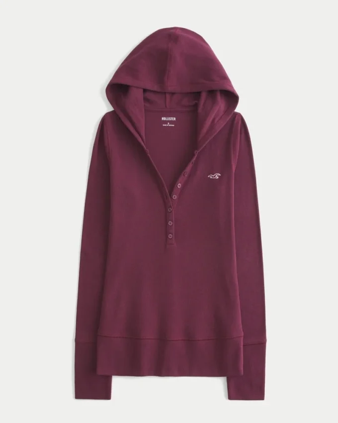 Μακρυμάνικο Henley με κουκούλα