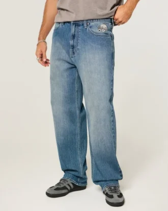 Μέτρια πλύση Alien Graphic Baggy Jeans Μέτρια πλύση Alien Graphic Baggy Jeans