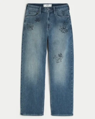 Μέτρια πλύση Doodle Baggy Jeans