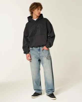 Μέτρια πλύση Hollywood Graphic Skater Baggy Jeans