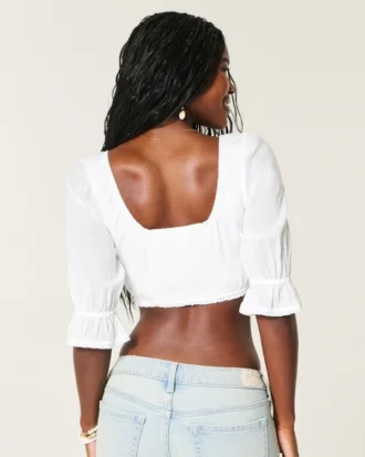 Μίνι crop top με μανίκια τριών τετάρτων Μίνι crop top με μανίκια τριών τετάρτων