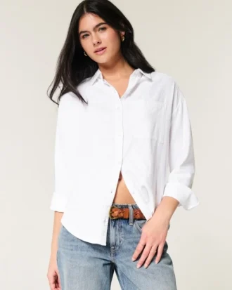 Μπλούζα από μείγμα λινού σε oversized μέγεθος