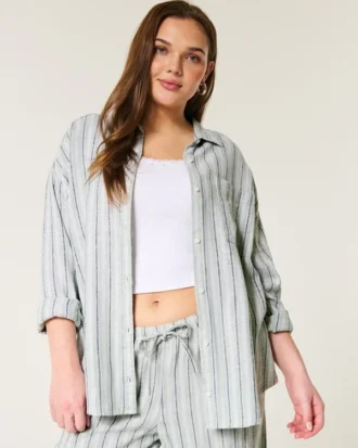 Μπλούζα από μείγμα λινού σε oversized μέγεθος