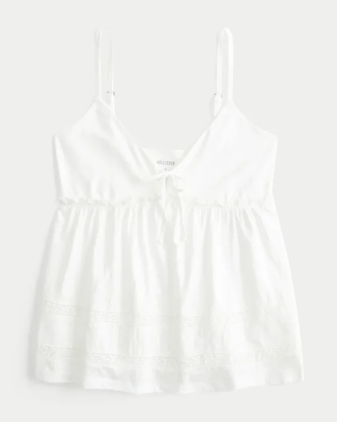Μπλούζα Babydoll με δέσιμο μπροστά