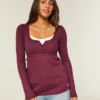 Μπλούζα Henley Babydoll με εύκολο δέσιμο στην πλάτη
