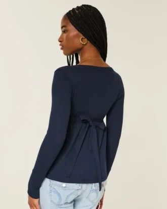 Μπλούζα Henley Babydoll με εύκολο δέσιμο στην πλάτη