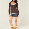 Μπλούζα Henley Babydoll με εύκολο δέσιμο στην πλάτη