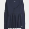 Μπλούζα Henley Babydoll με εύκολο δέσιμο στην πλάτη