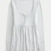 Μπλούζα Henley Babydoll με εύκολο δέσιμο στην πλάτη