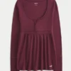 Μπλούζα Henley Babydoll με εύκολο δέσιμο στην πλάτη