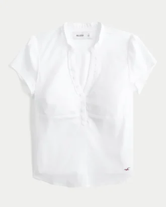Μπλούζα Henley με κοντό μανίκι και V λαιμόκοψη