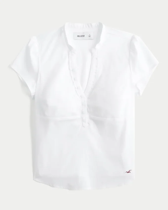 Μπλούζα Henley με κοντό μανίκι και V λαιμόκοψη