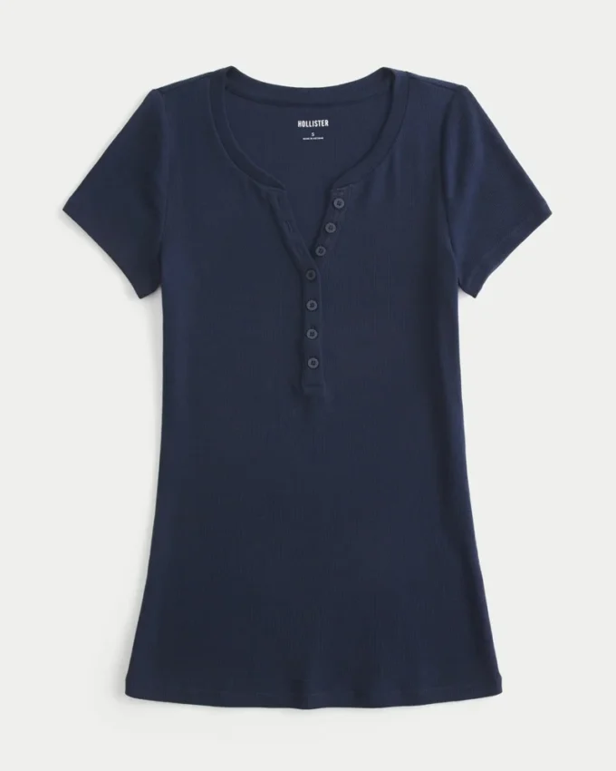 Μπλούζα Y2K Henley με κοντό μανίκι Μπλούζα Y2K Henley με κοντό μανίκι