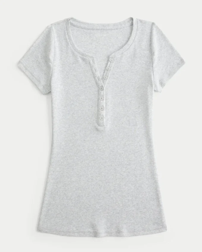 Μπλούζα Y2K Henley με κοντό μανίκι Μπλούζα Y2K Henley με κοντό μανίκι