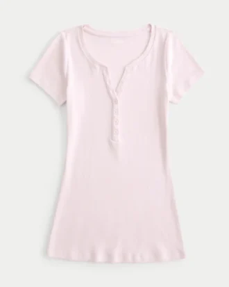 Μπλούζα Y2K Henley με κοντό μανίκι Μπλούζα Y2K Henley με κοντό μανίκι