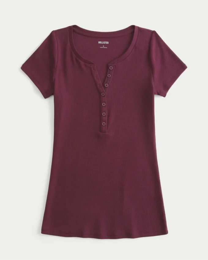 Μπλούζα Y2K Henley με κοντό μανίκι Μπλούζα Y2K Henley με κοντό μανίκι