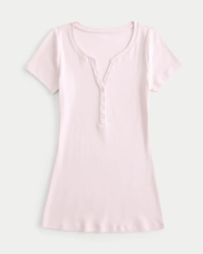 Μπλούζα Y2K Henley με κοντό μανίκι Μπλούζα Y2K Henley με κοντό μανίκι