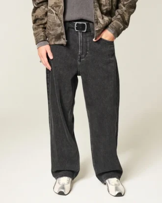 Πλυμένα μαύρα Dodge Hellcat Graphic Baggy Jeans